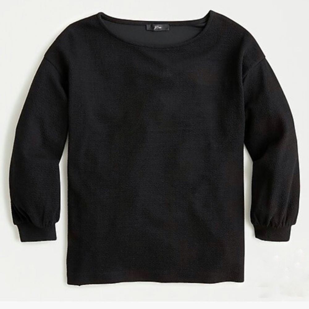 J CREW | NWT Black Pebbled Textured Balloon Sleeve Stretchy Sweater